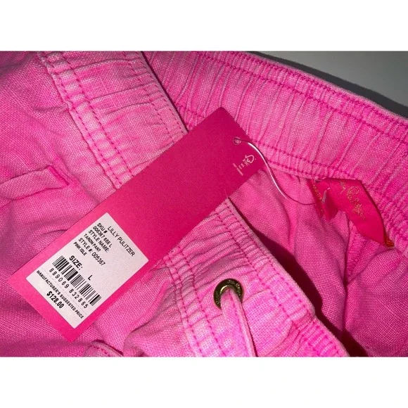 NWT Lilly Pulitzer Linen Taron Pants Pink Isle - Large (34" X 32") - Picture 7 of 7